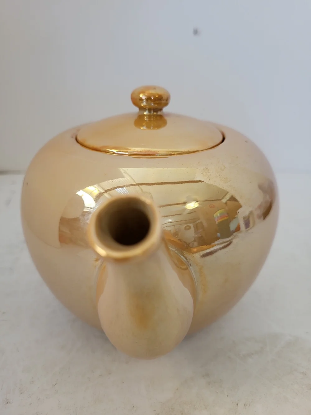 1930s Japanese Peach Lusterware Teapot 5